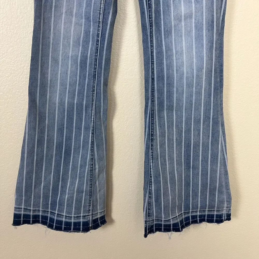 Rock & Roll Denim Women Size 25 High Rise Striped Trousers Bootcut Flare Jeans